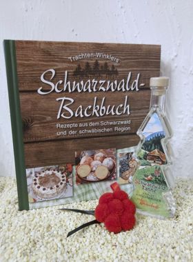 Schwarzwald Backbuch mit Schwarzwälder Kirschwasserbäumle 40%voll 100ml
