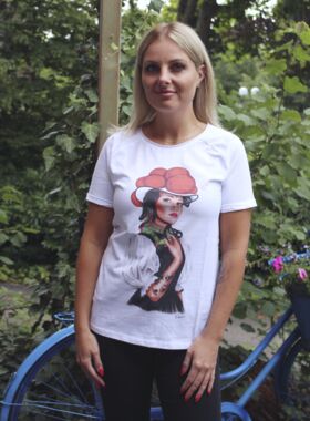 Slub-T-Shirt Damen Schwarzwaldmädel weiss