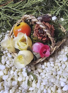 Körbchen Baden mit Obst und Blumen
