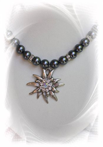 136157 Edelweiß-Kette "Verena" silber-schwarzgrau