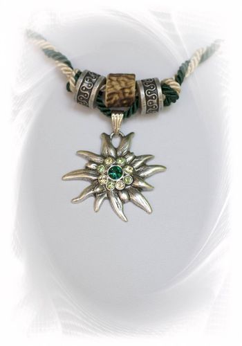 137655 Edelweißkette "Andrea" grün-natur