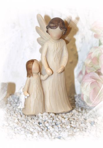 136666 Angelino Schutzengel mit Kind und Teddy