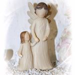 136666 Angelino Schutzengel mit Kind und Teddy