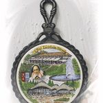 140470 Gußkachel mit Porzellan Motiv "Bad Dürheim" mit Narro