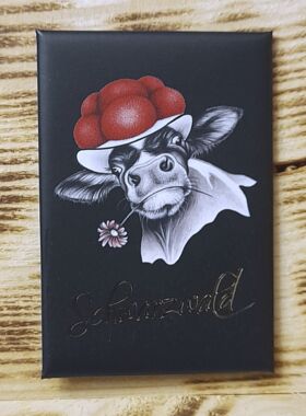 Magnet Schwarzwald Kuh mit Blume