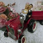 140320 Spardose Hochzeit Traktor mit Anhänger