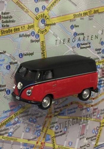 400083 Magnet "Oldtimer" VW Bus rot-schwarz