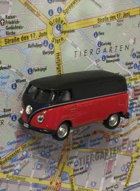 Magnet "Oldtimer" VW Bus rot-schwarz