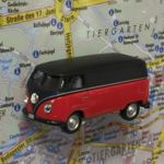 400083 Magnet "Oldtimer" VW Bus rot-schwarz