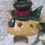 4003 Windlicht Schneemann mit Baum und Schlittschuhen