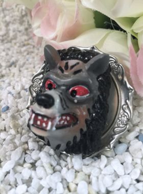 Narren-Metall-Teller Magnet "Schwarzwald" Wolf