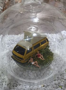 Glasflaschen "Camping" mit VW Campingbus