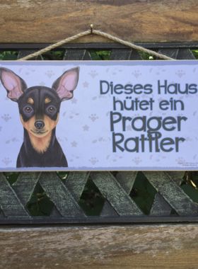 Holzschild Hunde Prager Rattler mit Spruch