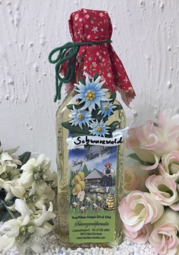 60035 Schnäpsle 350ml mit Edelweiss mit Schriftschleife Schwarzwald