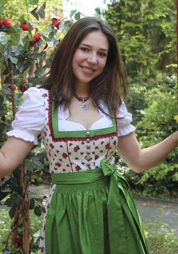 139411 Dirndl "Rosenheim" weiss mit Schürze