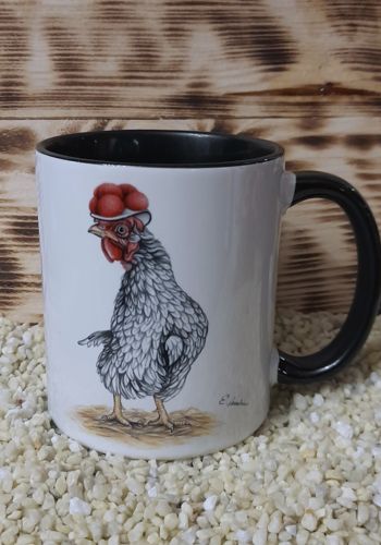 ST127 Schwarzwaldtasse " Huhn " schwarz-weiss