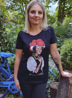 Slub-T-Shirt Damen Schwarzwaldmädel schwarz