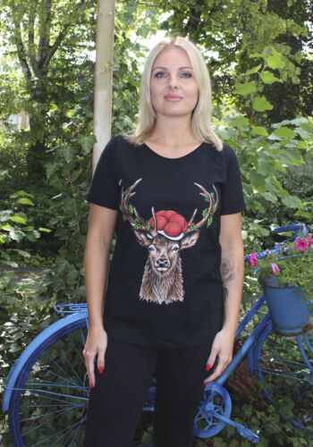 TS10007 Schwarzwald T-Shirt Damen mit Hirsch