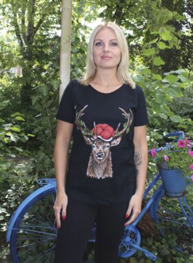 Schwarzwald T-Shirt Damen mit Hirsch