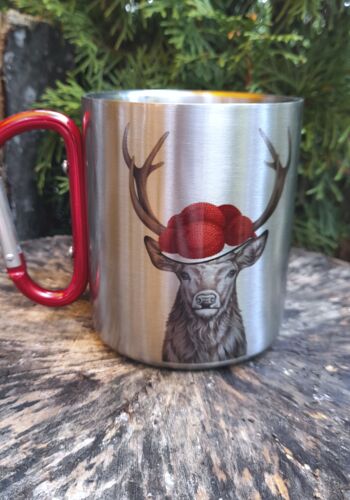 TH10012 Edelstahltasse Thermo Schwarzwald Hirsch mit Bollenhut