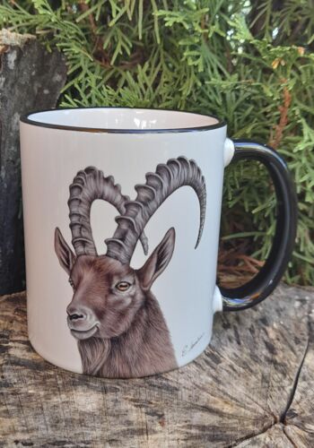 TH10025 Schwarzwaldtasse "Steinbock " schwarz-weiss