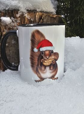 Weihnachts -Eichhörnchen innen und Henkel schwarz