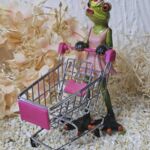 GLF2000 Glücksfrosch Shopping mit Einkaufswagen pink