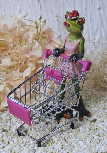 GLF2000 Glücksfrosch Shopping mit Einkaufswagen pink