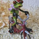 GLF2002 Glücksfrosch Fahrradfahrer mit rotem Fahrrad