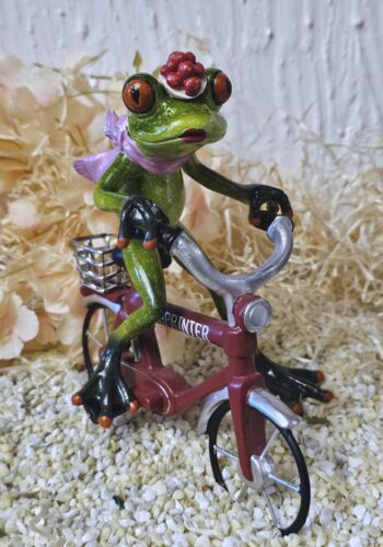 GLF2002 Glücksfrosch Fahrradfahrer mit rotem Fahrrad