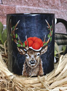 Schwarzwald Hirsch mit Zweig Black Edition