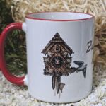 ST200 Schwarzwaldtasse Zum Kuckuck roter Rand roter Henkel