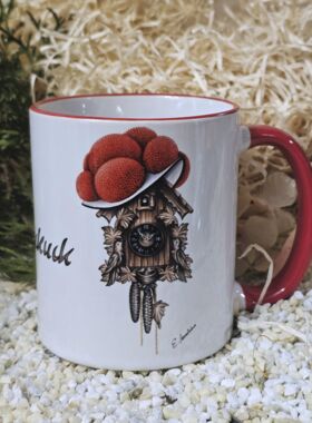 Schwarzwaldtasse Zum Kuckuck roter Rand roter Henkel