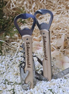 Korkenzieher, Flaschen&ouml;ffner,Messer mit Holzgriff