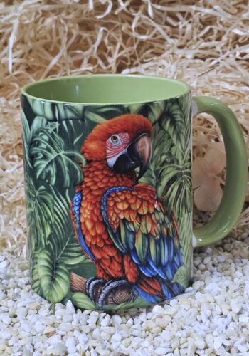 TAWL1000 Wildparadiestasse Papagei im Dschungel gr&uuml;n