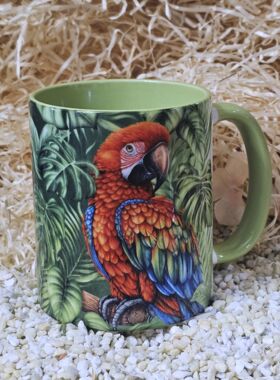 Wildparadiestasse Papagei im Dschungel gr&uuml;n