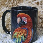 NAT10022 Wildparadiestasse Papagei im Dschungel schwarz