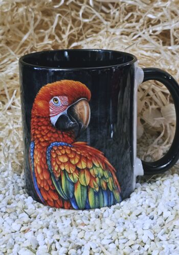 NAT10022 Wildparadiestasse Papagei im Dschungel schwarz