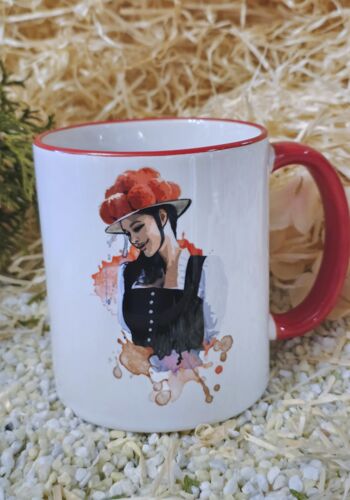 SCHWT2001 Schwarzwaldtasse Schwarzw&auml;lderin roter Rand roter Henkel