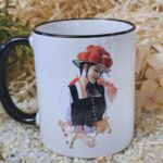 SCHWT2002 Schwarzwaldtasse Schwarzw&auml;lderin schwarzer Rand schwarzer Henkel