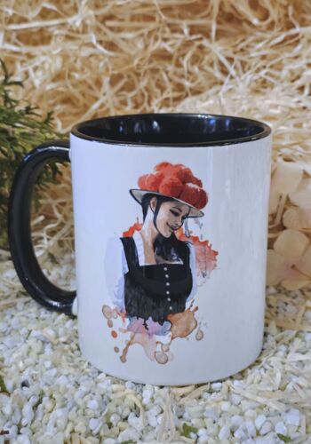 SCHWT2003 Schwarzwaldtasse Schwarzw&auml;lderin innen schwarz schwarzer Henkel