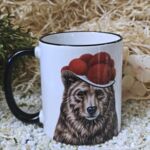 SCHWT2005 Schwarzwaldtasse B&auml;r schwarzer Rand schwarzer Henkel